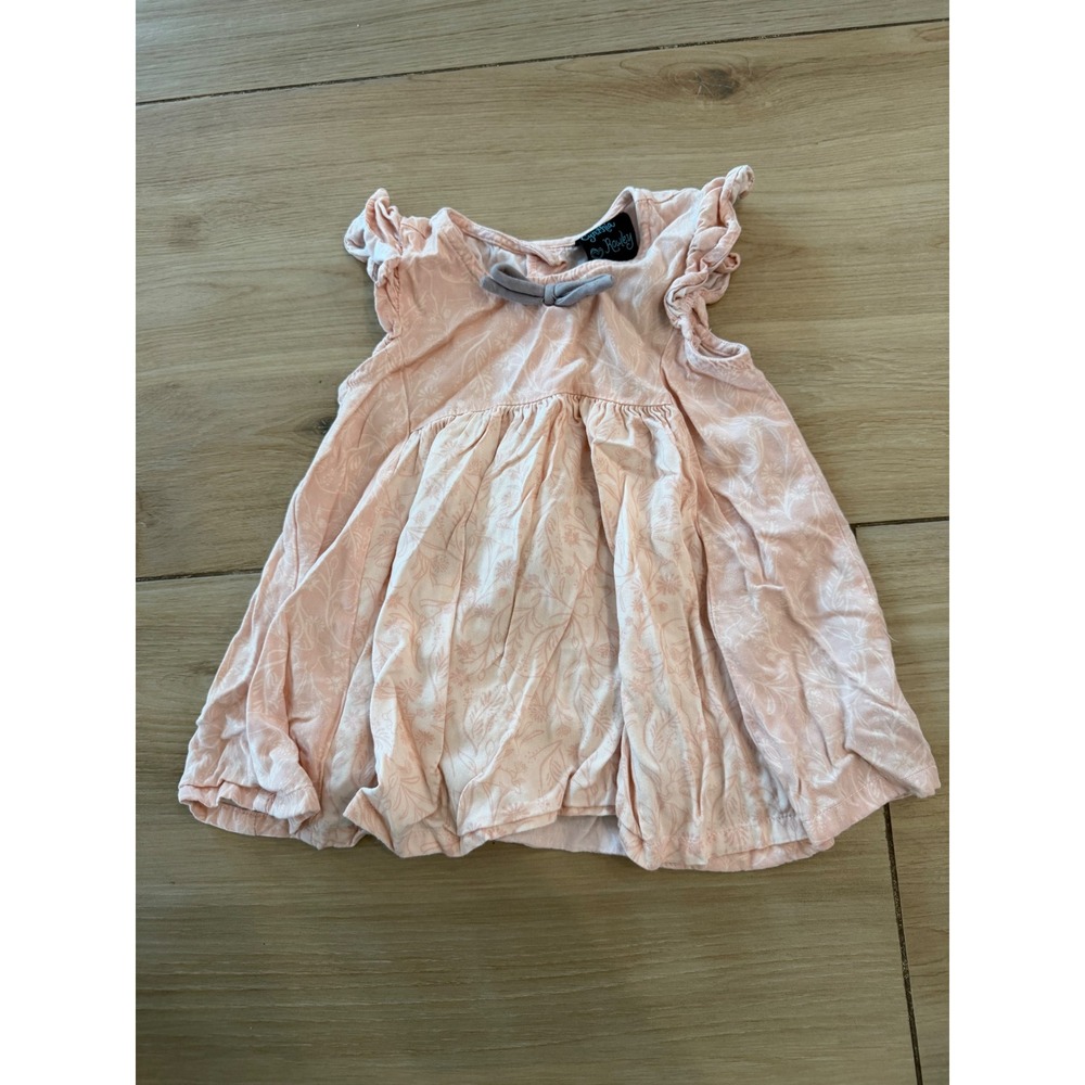 Cynthia Rowley Baby Girl Pink Floral Ruffle Sleeve Dress 2T Damask Print Bow